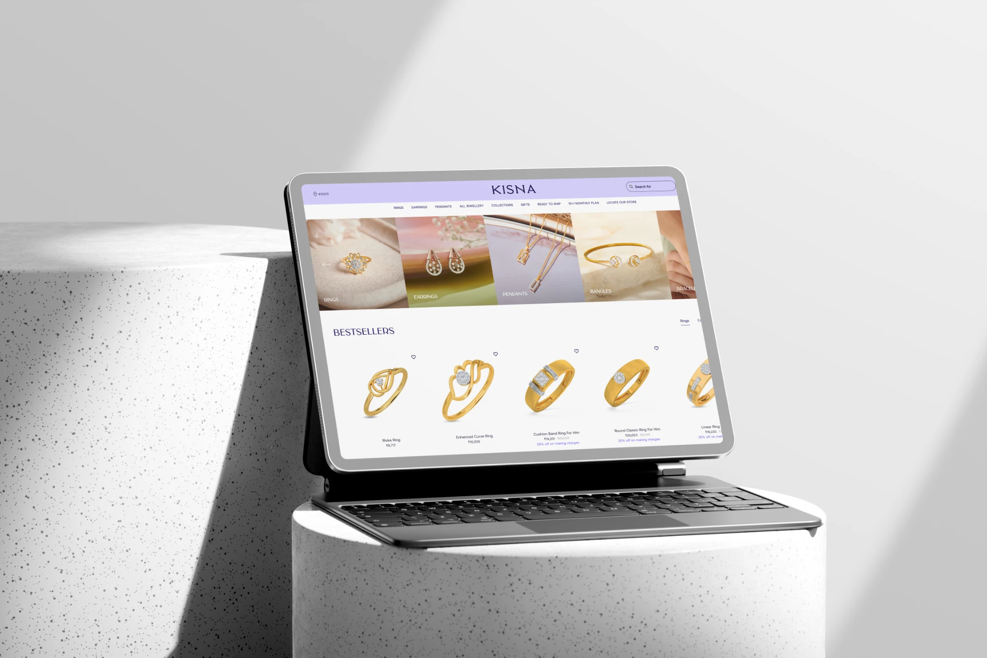 Kisna storefront on tablet